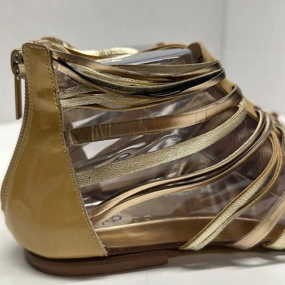 Jimmy Choo Chaya Gladiator Sandals Shoes Patent Leather Nude Gold EU 39 US 9 - Picture 4 of 12